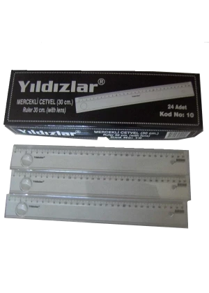 Yıldızlar Standart Cetvel Plastik Mercekli 30 CM 24 Adet
