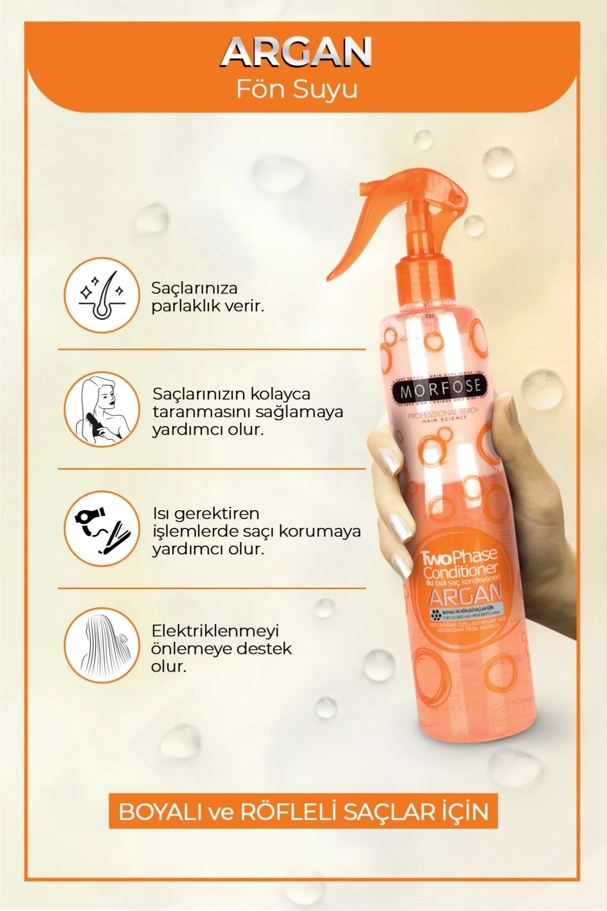 Morfose Çift Fazlı Argan Fön Suyu 400 ml