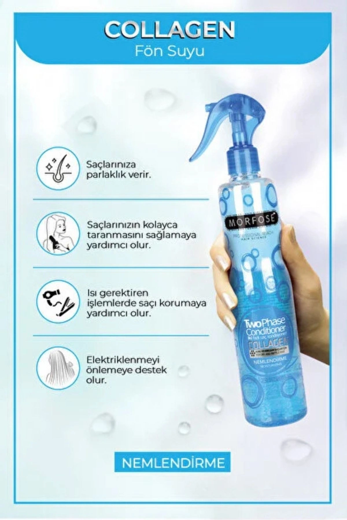 Morfose Çift Fazlı Kolajen İçeren Fön Suyu 400 ml