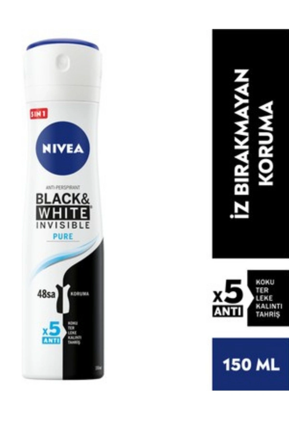 NIVEA Kadın Sprey Deodorant Black&White Invisible Pure 150ml