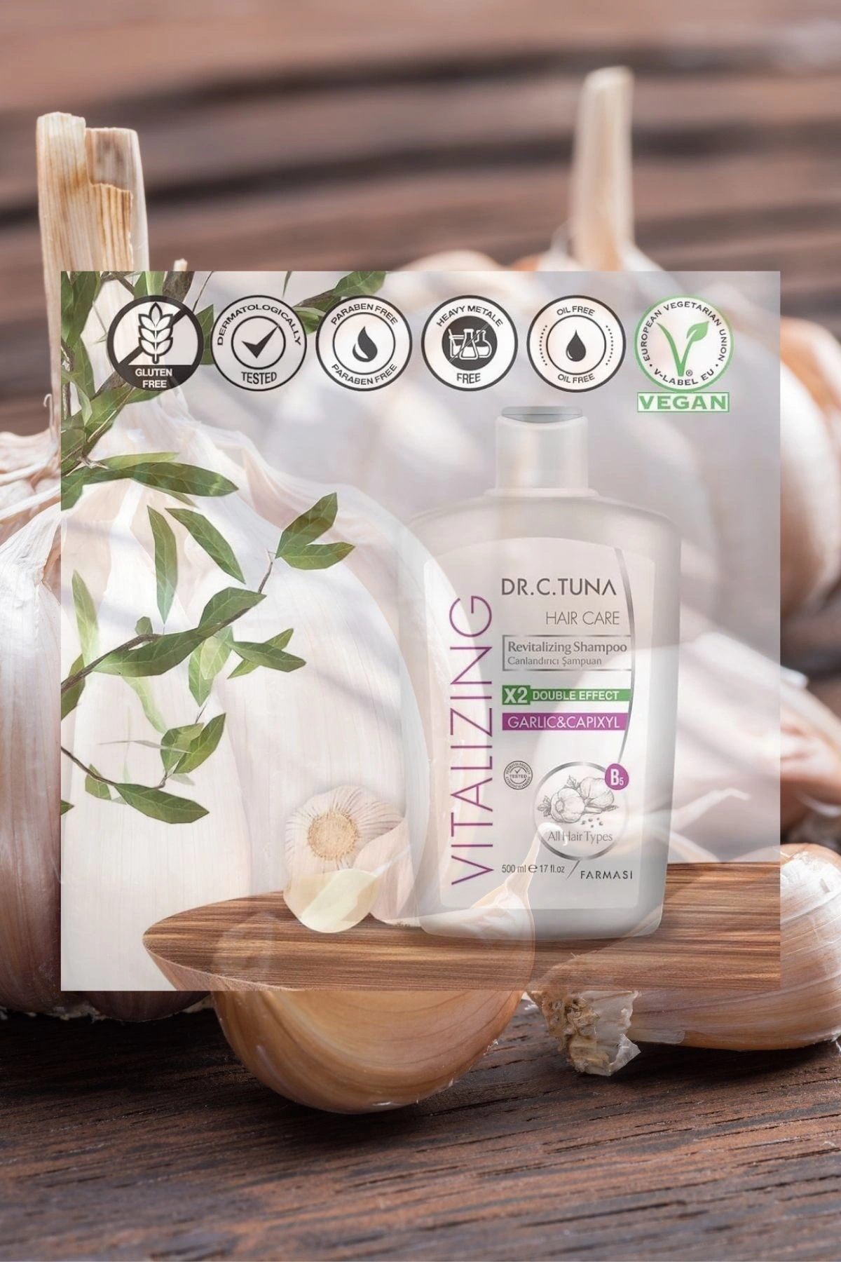 Dr. C. Tuna Vitalizing Kepeğe Karşı Etkili Sarımsak Özlü Şampuan 500 ml - Farmasi TR