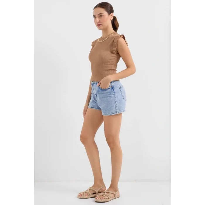 0430 Örme Bluz - Camel