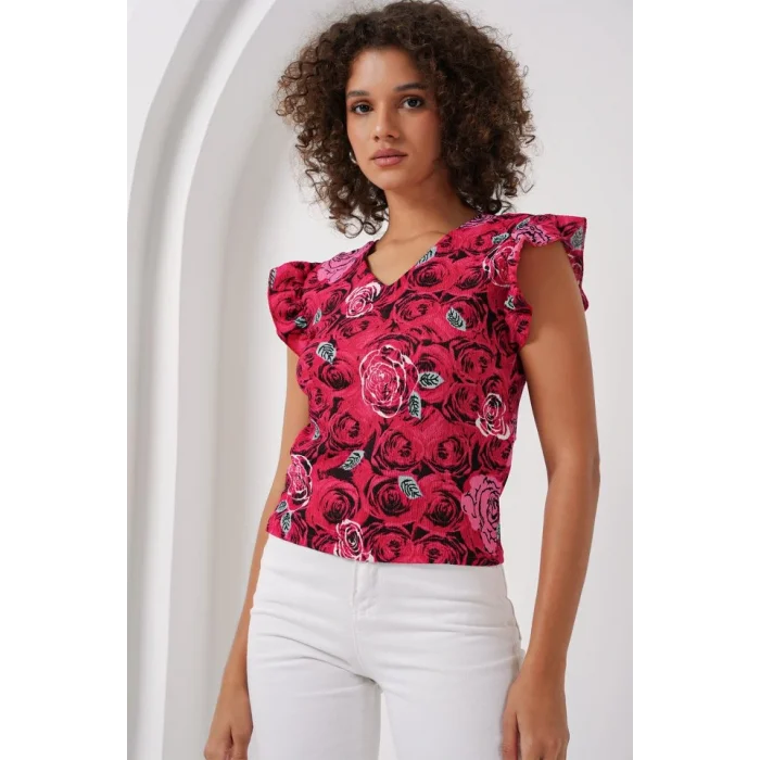 0430 Örme Bluz - D.Kırmızı