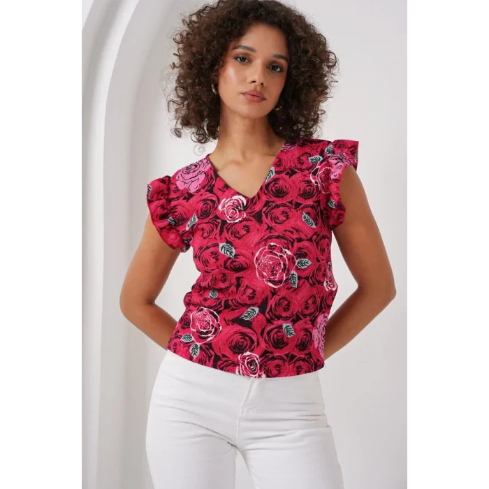 0430 Örme Bluz - D.Kırmızı