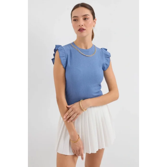 0430 Örme Bluz - İndigo