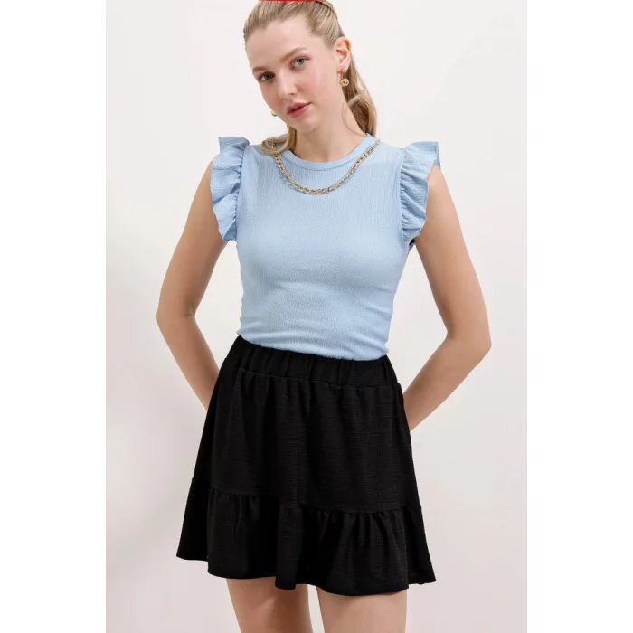 0430 Örme Bluz - Mavi