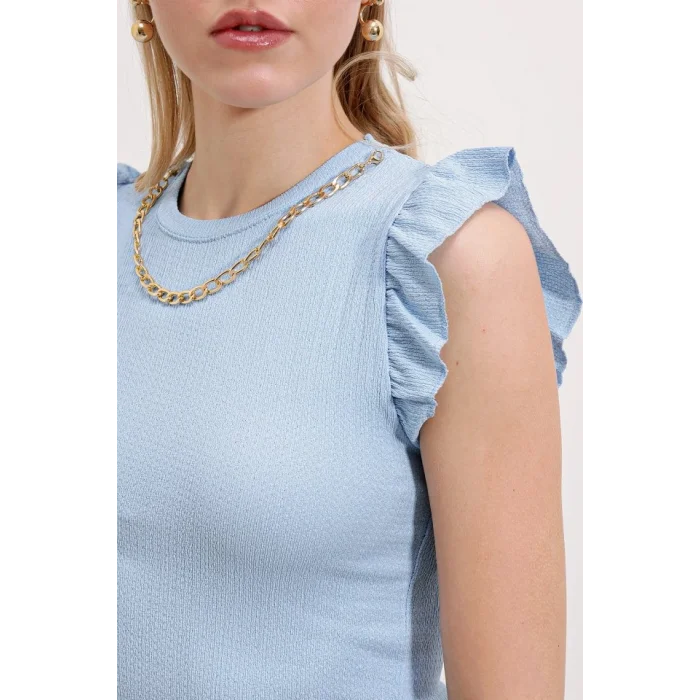 0430 Örme Bluz - Mavi