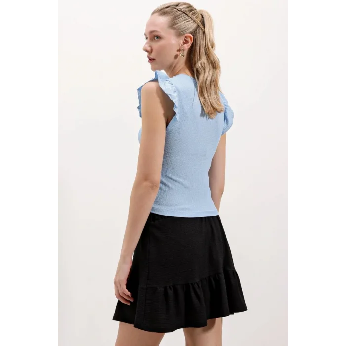 0430 Örme Bluz - Mavi