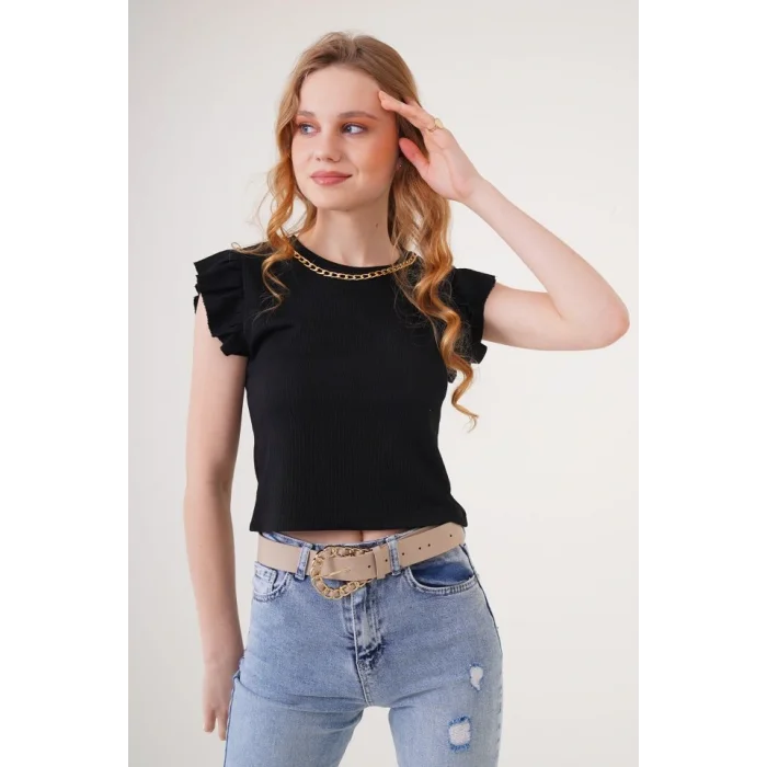 0430 Örme Bluz - Siyah