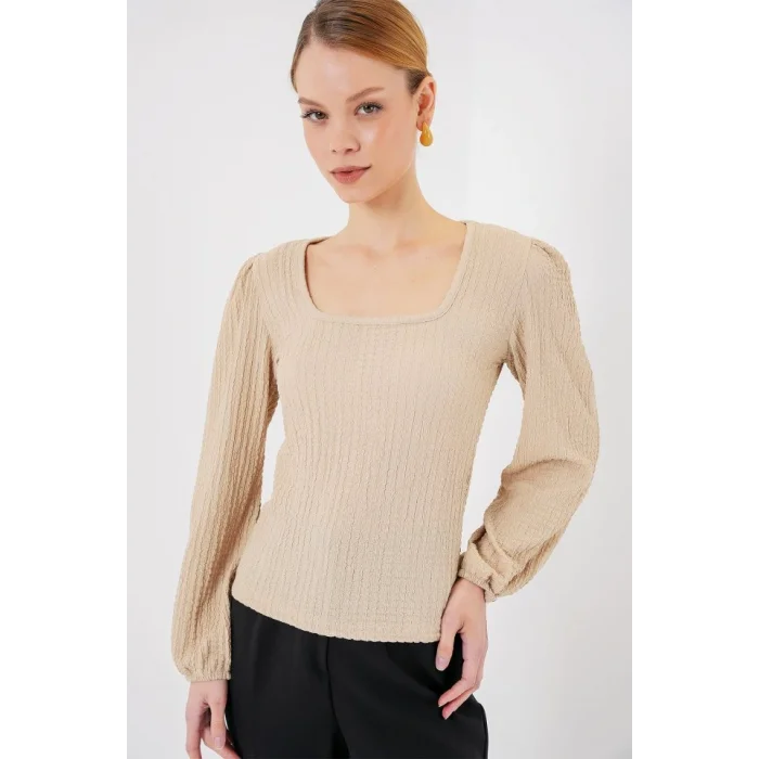 0442 Uzun Kollu Bluz - Bisküvi