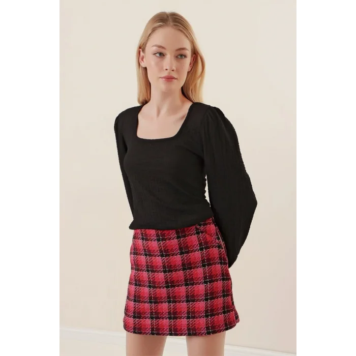 0442 Uzun Kollu Bluz - Siyah