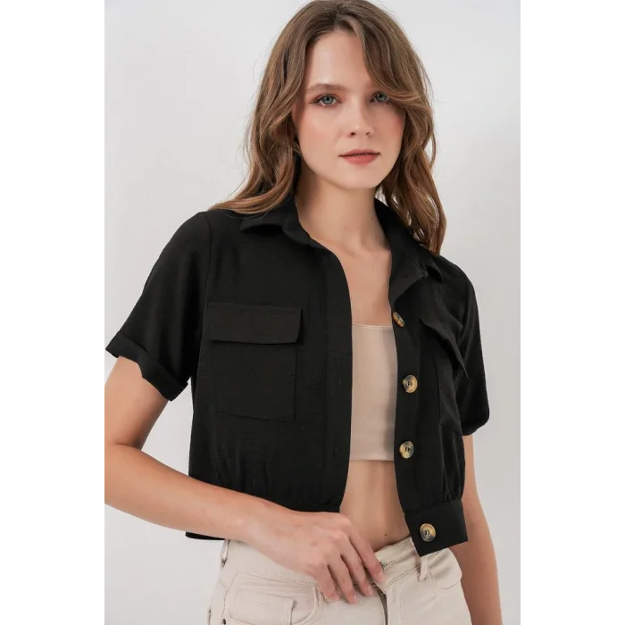 0663 Crop Ceket - Siyah