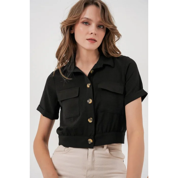 0663 Crop Ceket - Siyah