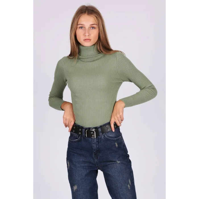 10311 Balıkçı Yaka Triko Kazak - Çağla