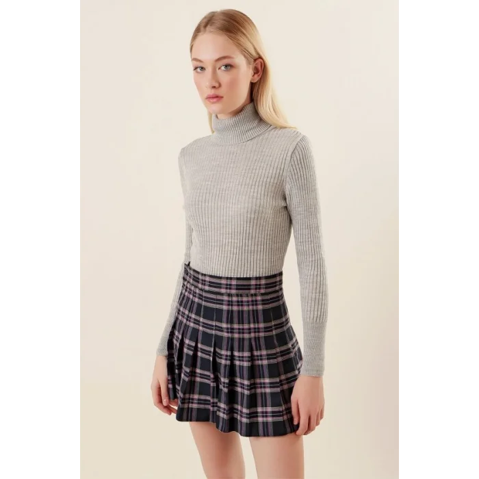 10311 Balıkçı Yaka Triko Kazak - Gri