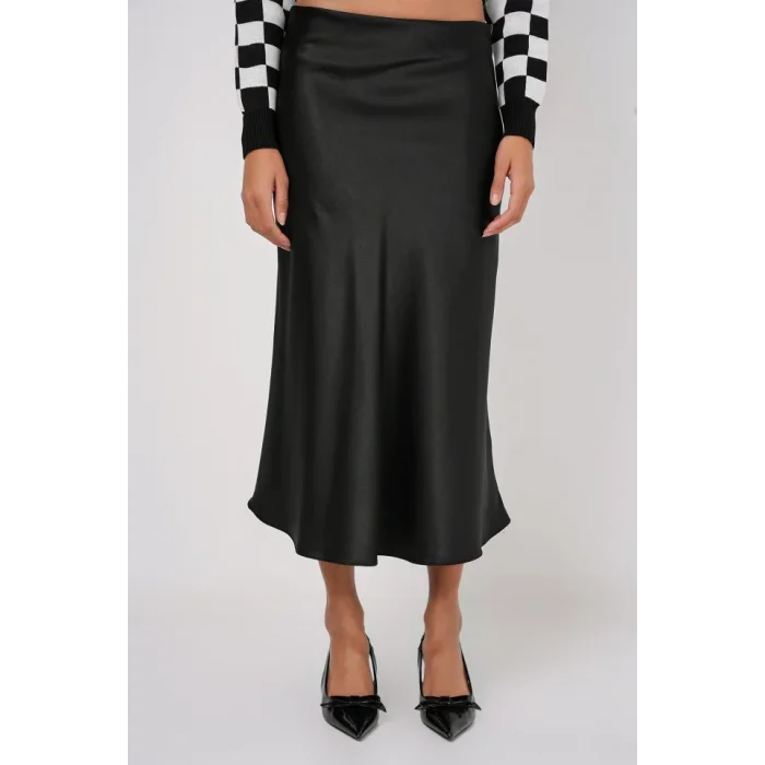 15806 Saten Etek - Siyah