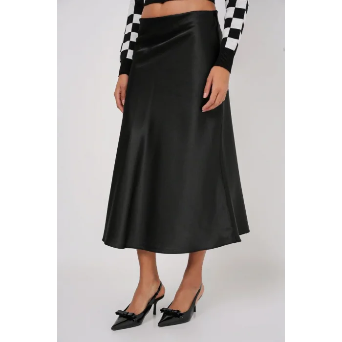 15806 Saten Etek - Siyah