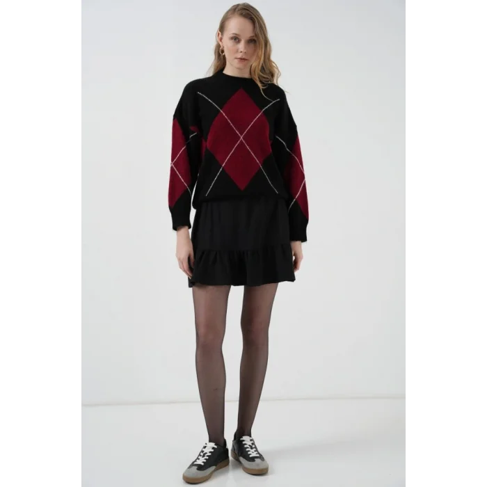 1884 Örme Siyah Mini Etek