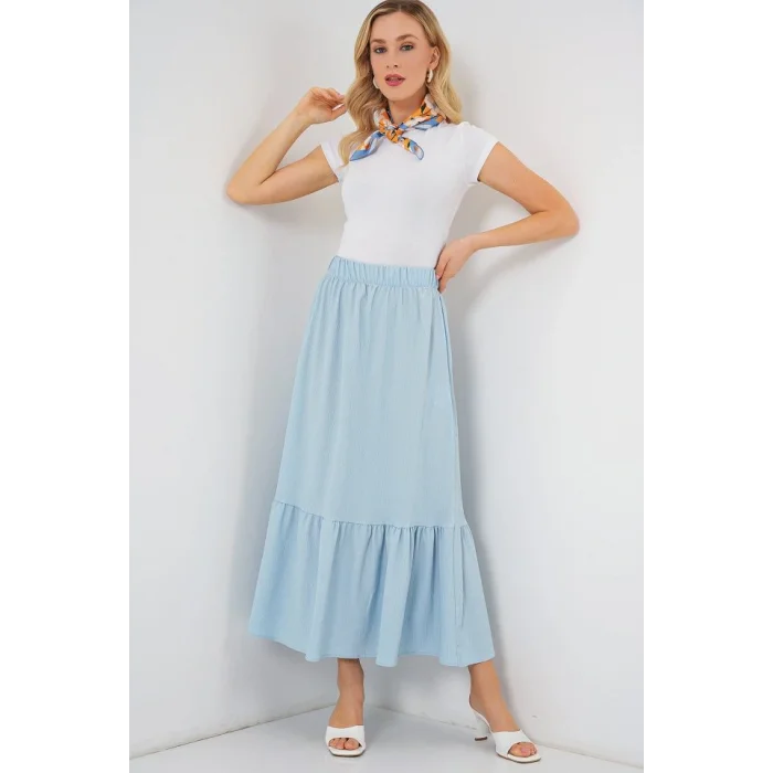 1886 Uzun Örme Etek - Açık Mavi