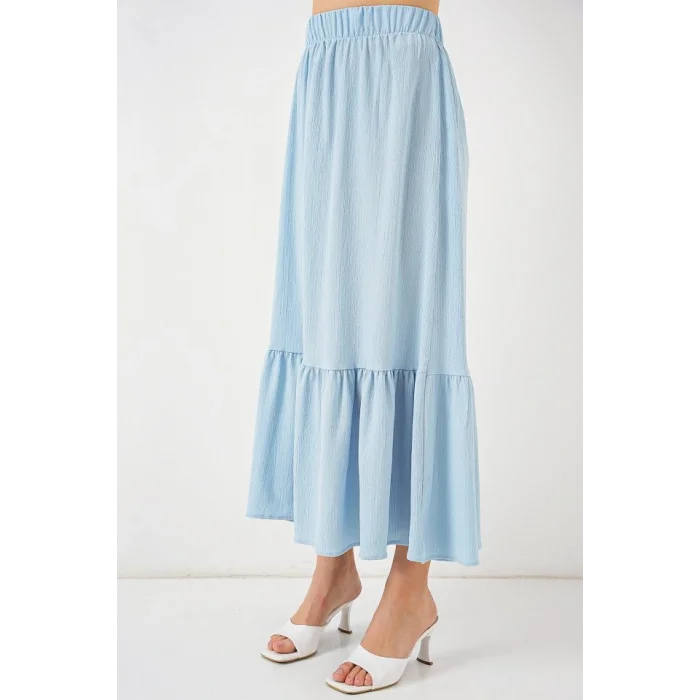 1886 Uzun Örme Etek - Açık Mavi