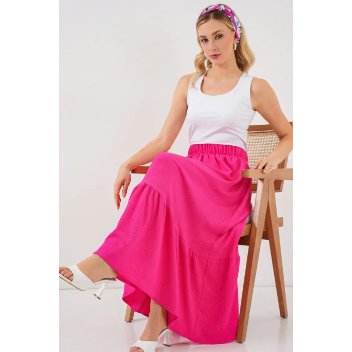 1886 Uzun Örme Etek - A.Fuşya