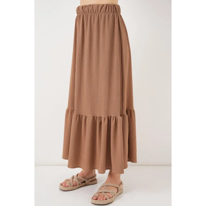 1886 Uzun Örme Etek - Camel