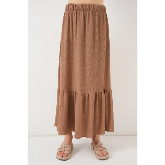 1886 Uzun Örme Etek - Camel