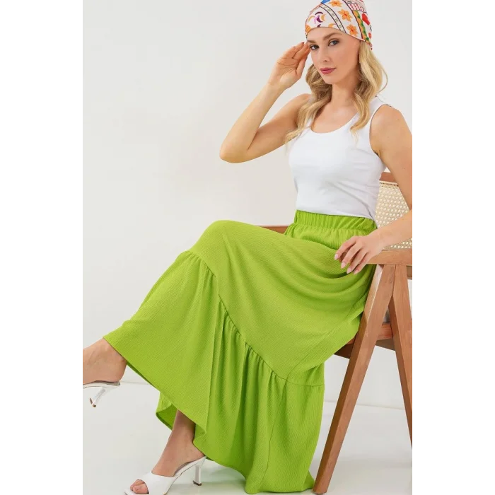 1886 Uzun Örme Etek - E.Yeşil