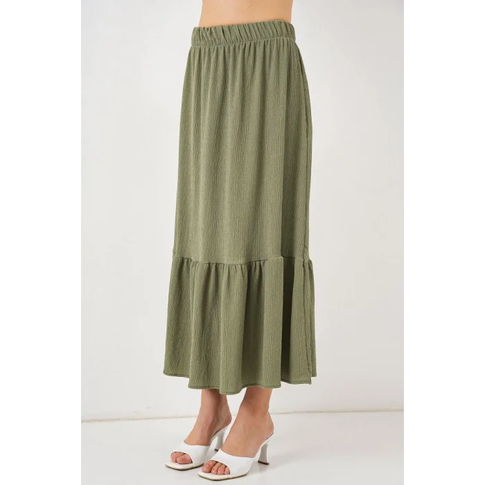 1886 Uzun Örme Etek - Haki