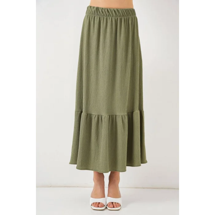 1886 Uzun Örme Etek - Haki