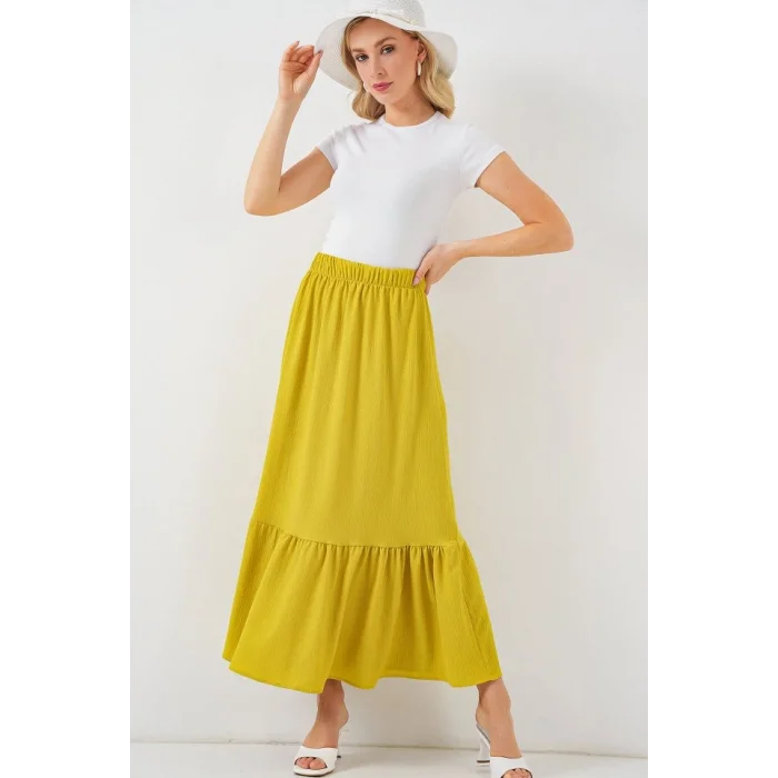 1886 Uzun Örme Etek - Hardal