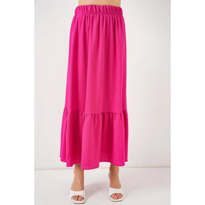 1886 Uzun Örme Etek - Koyu Pembe