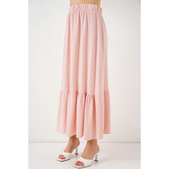 1886 Uzun Örme Etek - Pudra