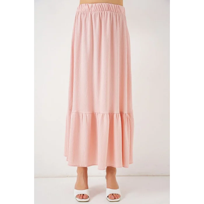 1886 Uzun Örme Etek - Pudra