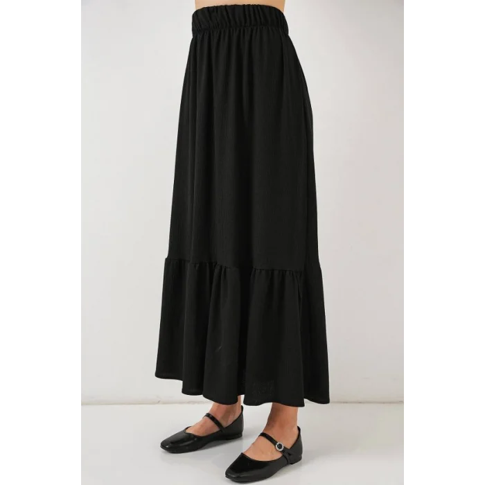 1886 Uzun Örme Etek - Siyah