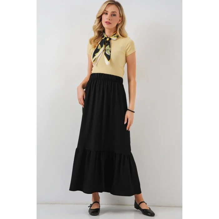 1886 Uzun Örme Etek - Siyah