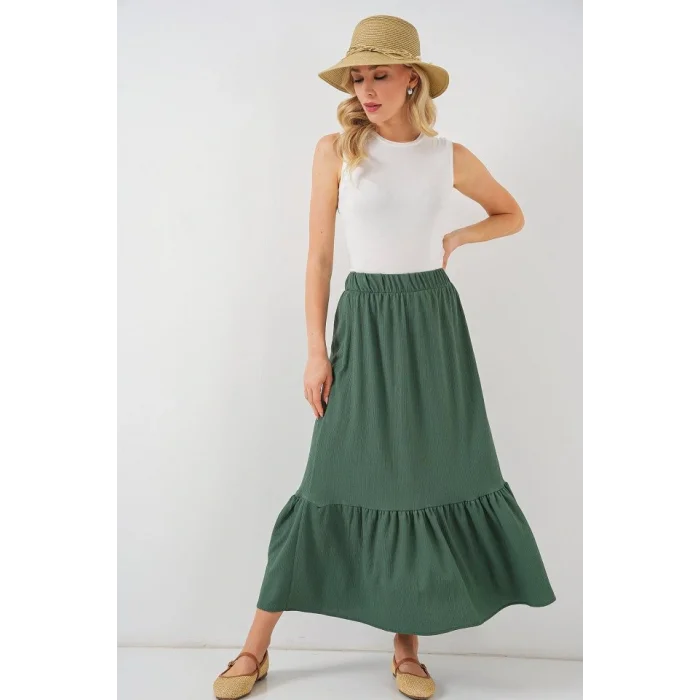 1886 Uzun Örme Etek - Zümrüt Yeşili