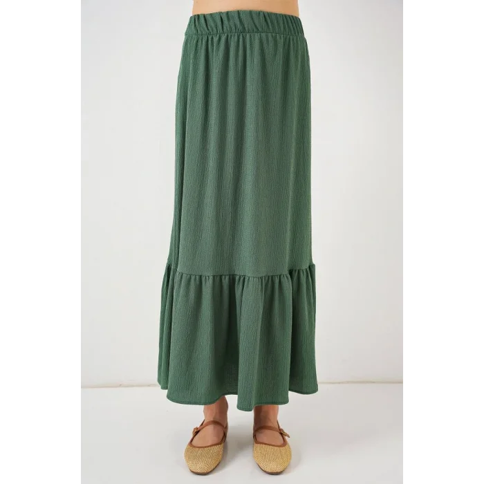 1886 Uzun Örme Etek - Zümrüt Yeşili
