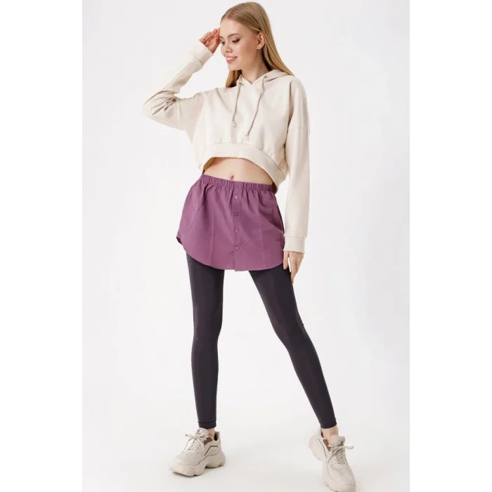 1888 Sweatshirt Ve Kazak Altı Gömlek Etek - Koyu Lila