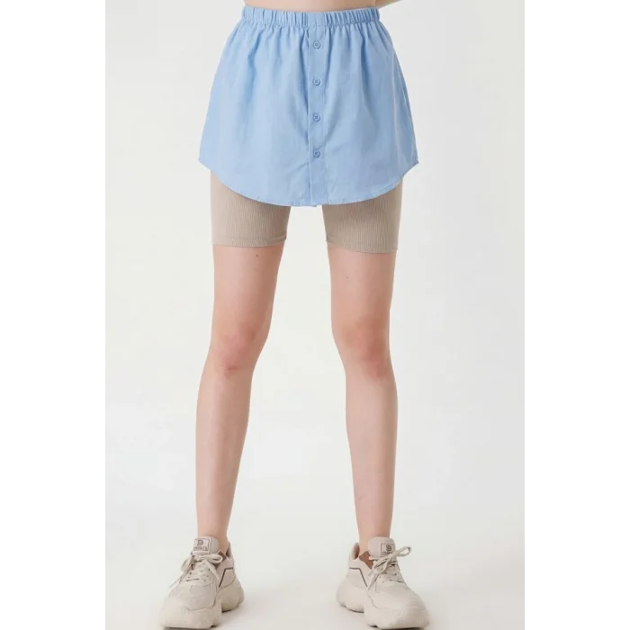 1888 Sweatshirt Ve Kazak Altı Gömlek Etek - Mavi