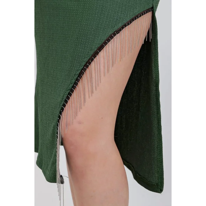 1890 Zincir Detaylı Etek - Zümrüt Yeşili