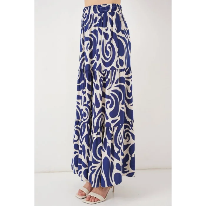 1898 Desenli Uzun Etek - F.Lacivert