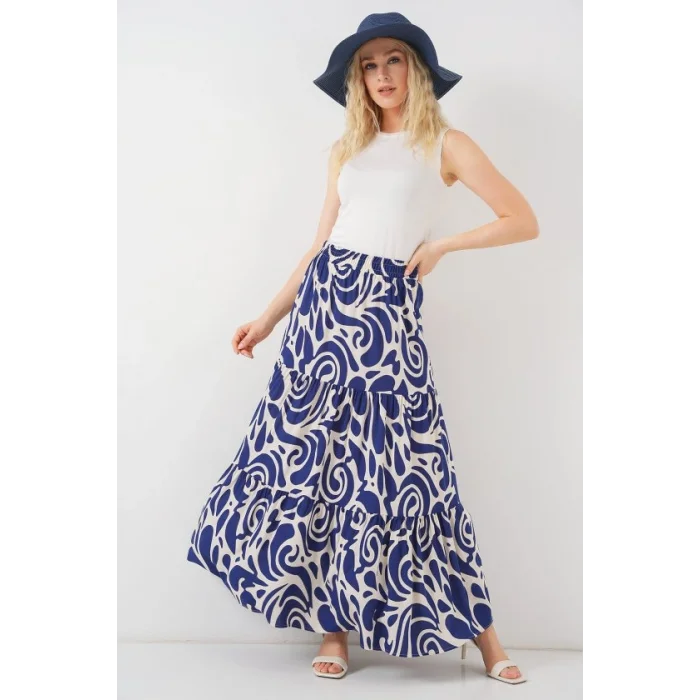 1898 Desenli Uzun Etek - F.Lacivert