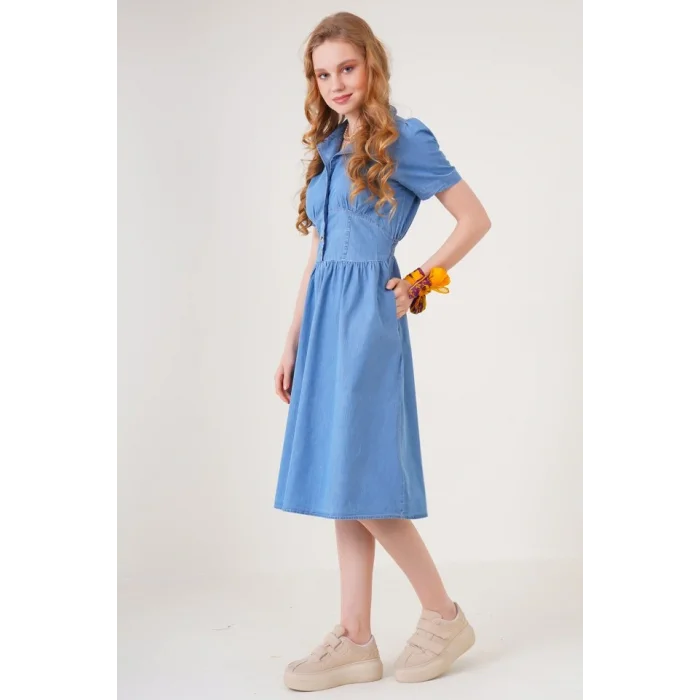 2210 Kot Elbise - Mavi