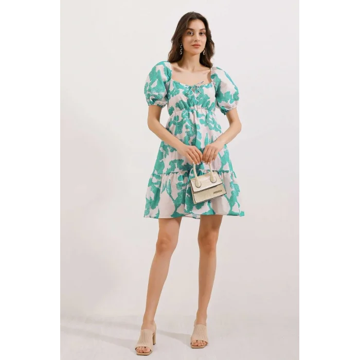 2351 Kloş Poplin Elbise - D. Mint