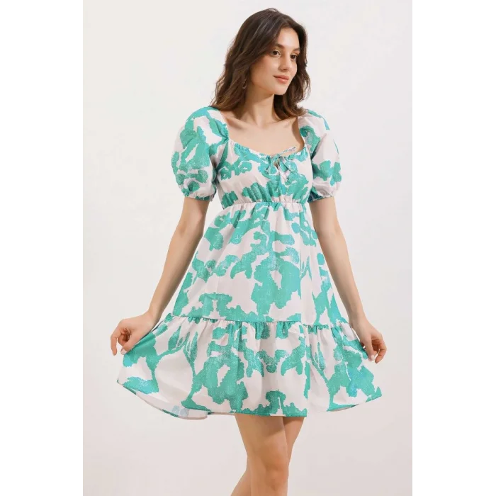 2351 Kloş Poplin Elbise - D. Mint