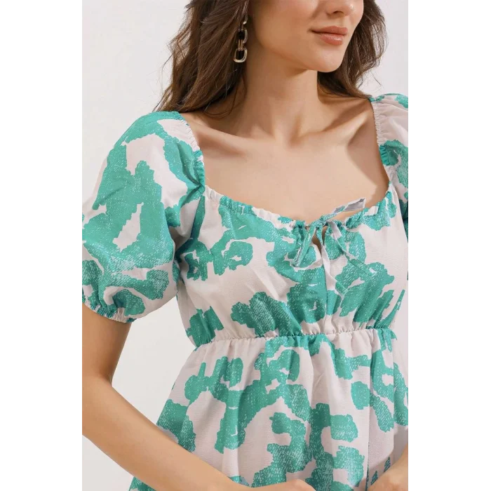 2351 Kloş Poplin Elbise - D. Mint