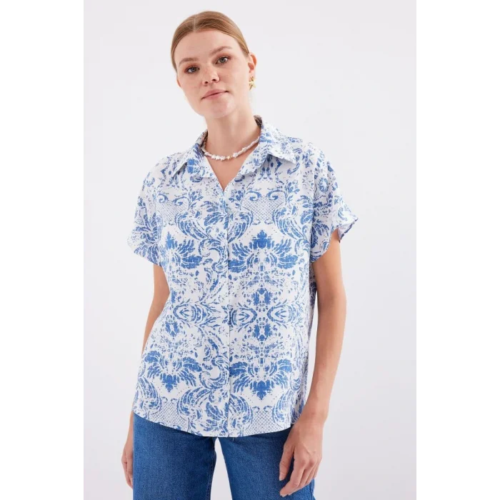 3711 Yarım Kol Gömlek - D.Mavi