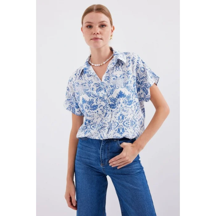 3711 Yarım Kol Gömlek - D.Mavi