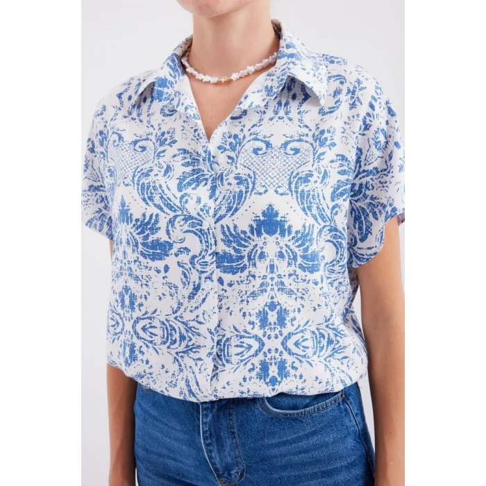 3711 Yarım Kol Gömlek - D.Mavi